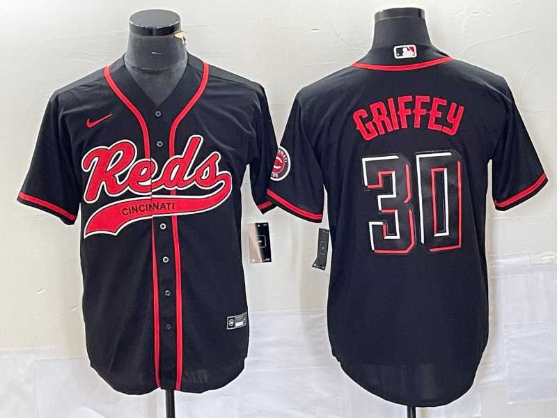 Men%27s Cincinnati Reds #30 Ken Griffey Jr Black 2023 City Connect Cool Base Stitched Jersey->cincinnati reds->MLB Jersey